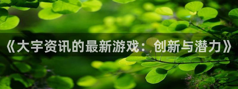 杜邦娱乐平台注册开户：《大宇资讯的最新游戏：创新与潜力》